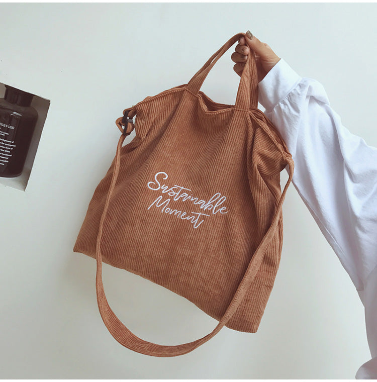 Kawn® Women Corduroy Tote Bag Canvas Shoulder Cord Purse Reusable Shop –  SaumyasStore